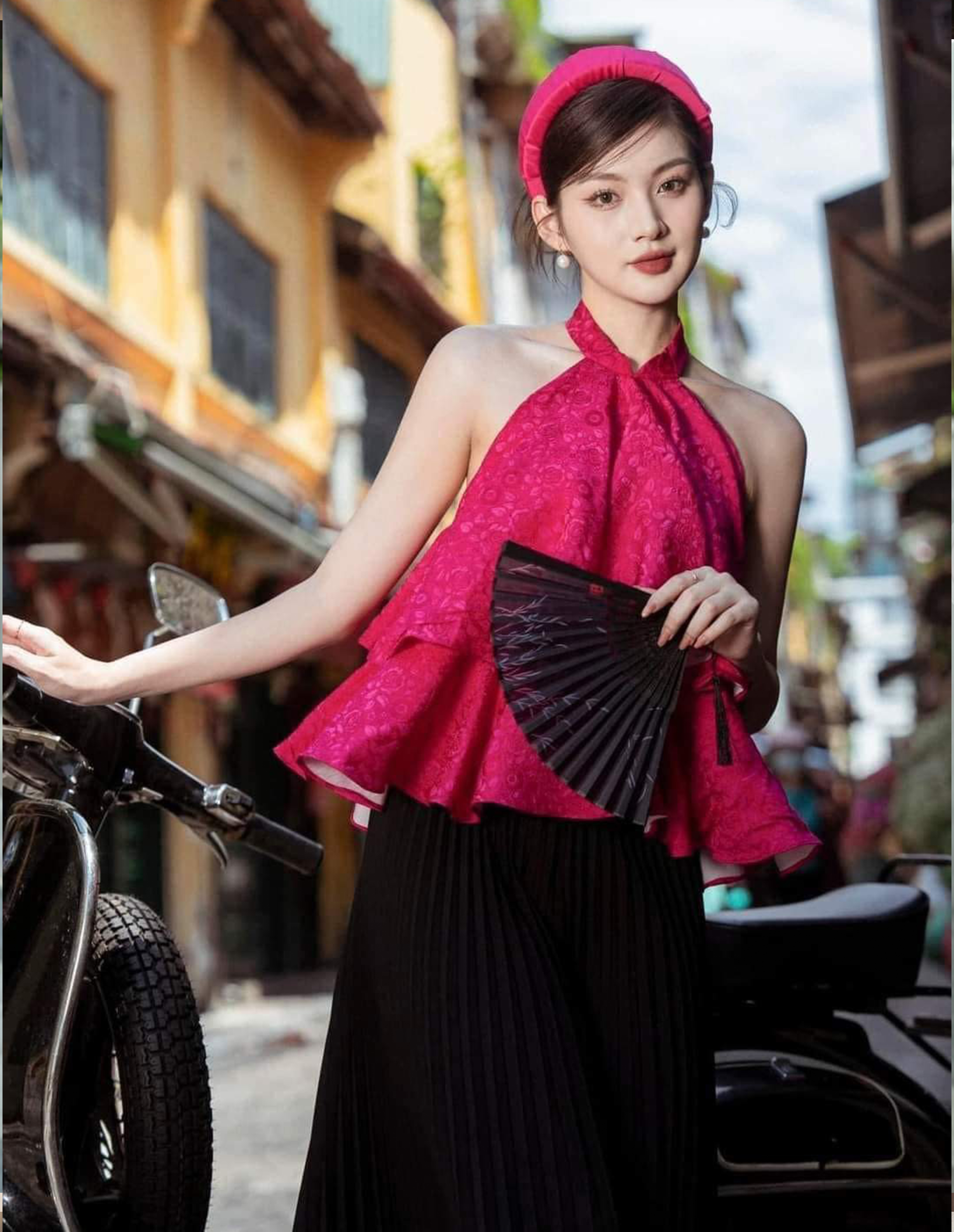 Sét áo dài tứ thân kết hợp áo dài yếm đơn giản phù hợp cho các nàng chụp  sen hồ , ngoại cảnh | Shopee Việt Nam